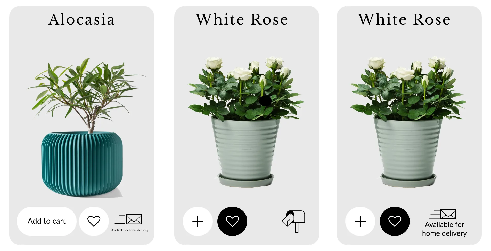Three card design iterations