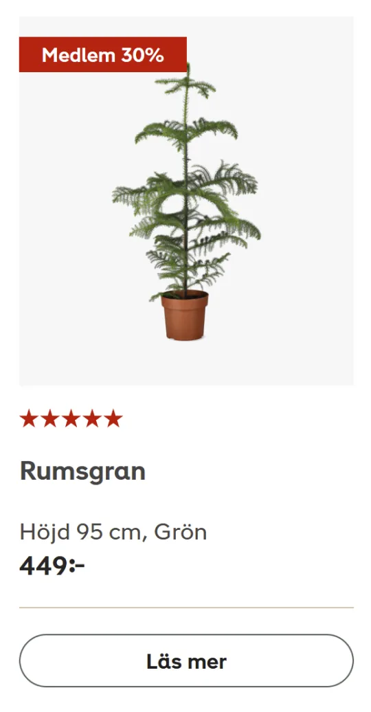 Plantagen product card before