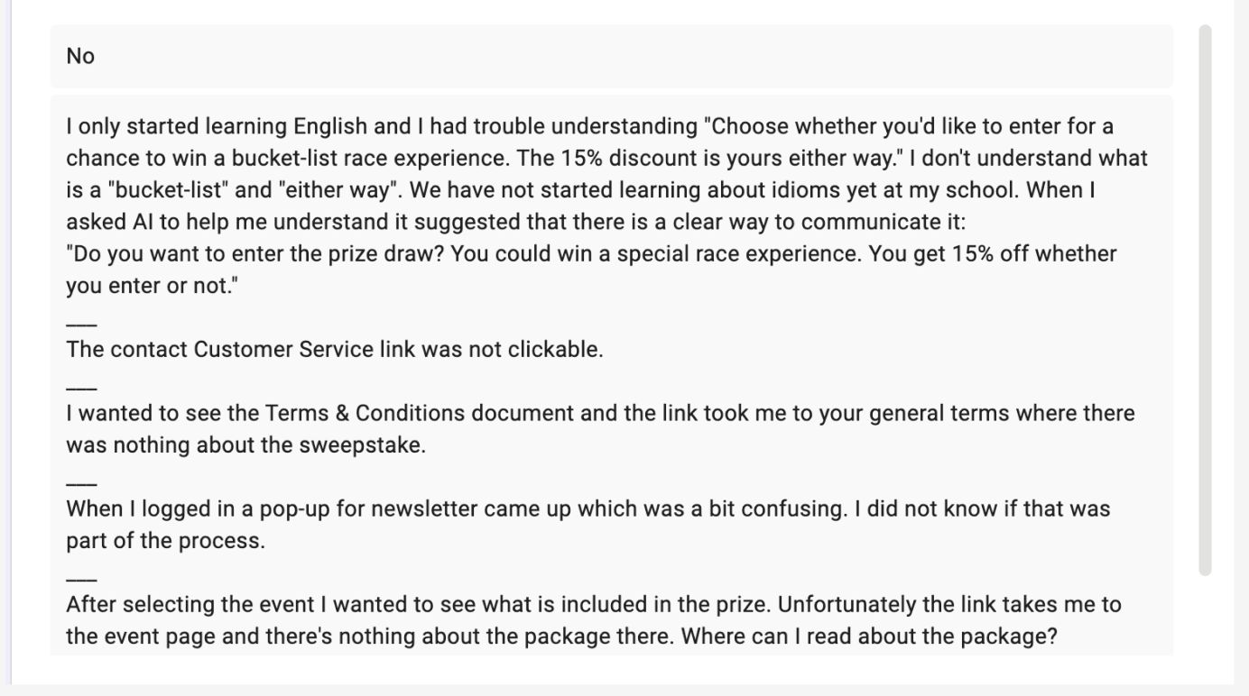 Written tester response about browsing the packages