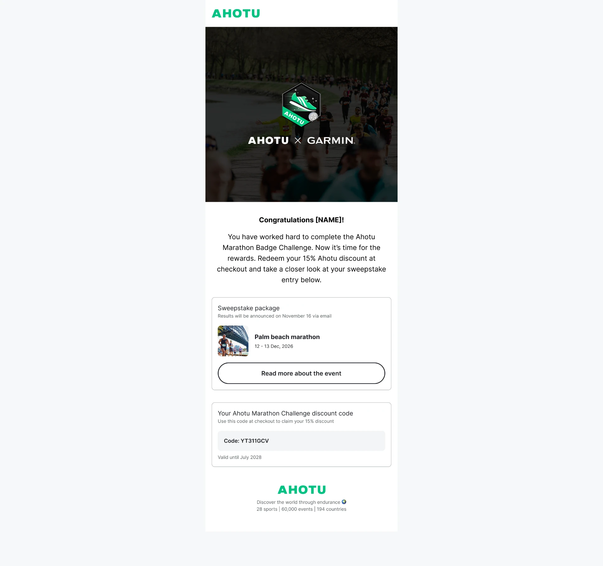Confirmation email with both rewards