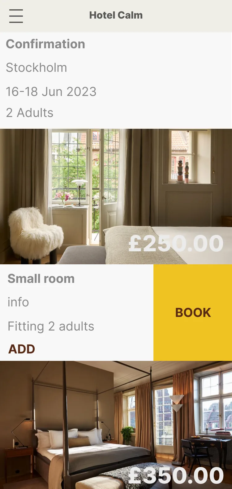 before room cards