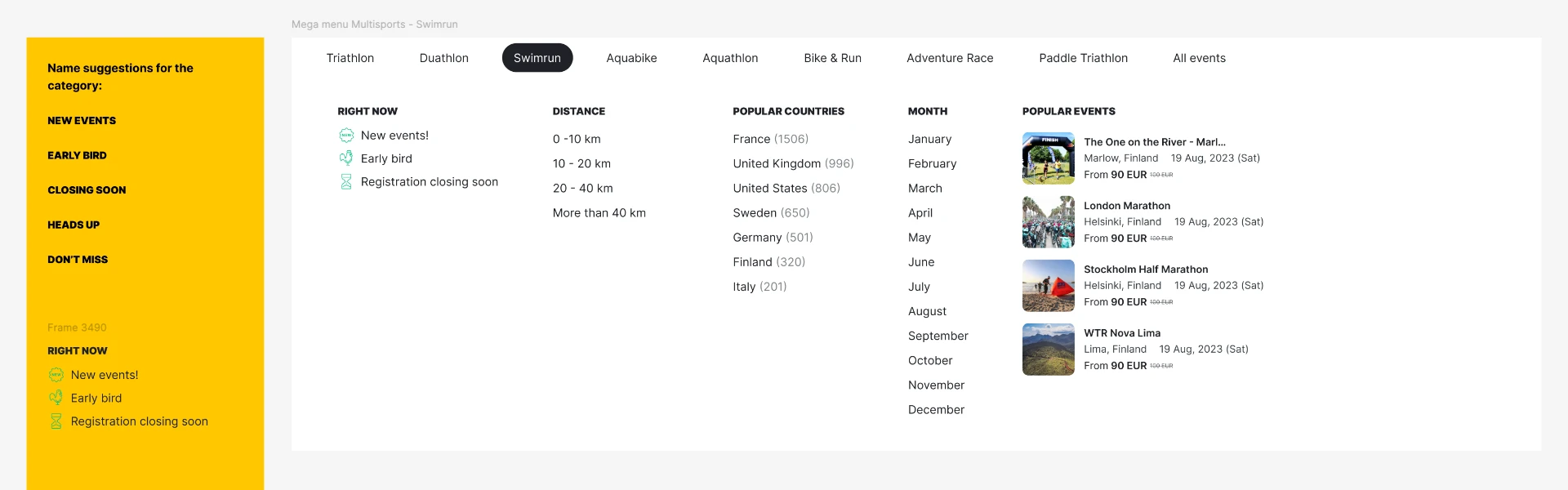 The "Right Now" column, mid-exploration. Positioned deliberately first, leftmost, the position a user's eye reaches first, following the same convention retail sites use to surface "New" releases.